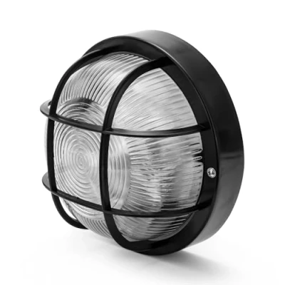 Afbeelding van VELAMP Bubble N wandlamp / plafondlamp rond 18,8 cm van kunststof + glas E27 Max 60 W. Geschikt voor led IP44: binnen of buiten, balkon, garage, Veranda, zwart