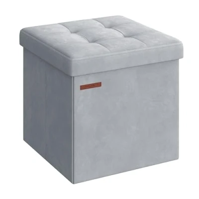 Afbeelding van SONGMICS LSF227G02 zitzak, kleine opvouwbare 38 x cm, opbergbox, belastbaar tot 300 kg, voor woonkamer, slaapkamer, slaapzaal, duifgrijs