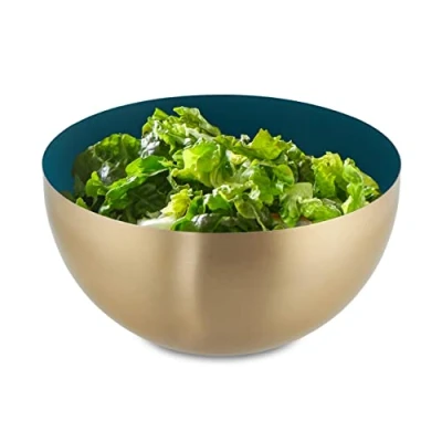 Afbeelding van Relaxdays saladeschaal 2 liter saladekom serveerschaal rond mengkom rvs groen
