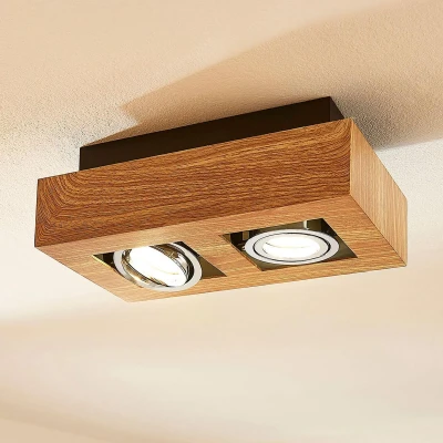 Afbeelding van Arcchio plafondlamp 2lichts metaal, aluminium H: 8.5 cm GU10 licht hout