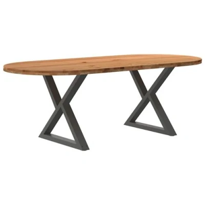 Afbeelding van vidaXL Eettafel 220x100x74 cm ovaal massief eikenhout lichtbruin