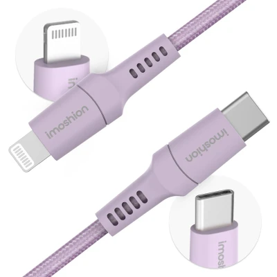 Afbeelding van iMoshion Kabel geschikt voor Lightning naar USB C 2 meter Oplaadkabel iPhone 11/12/13/14 Stevig gevlochten materiaal Lila