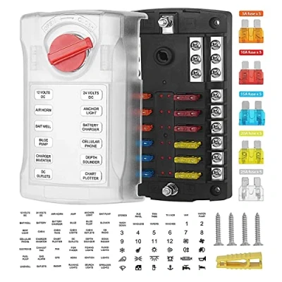 Afbeelding van Jtron zekeringkast 12 V auto vakken met led display beschermkap en standaard zekeringen voor auto, boot, camper, bestelwagen, Suv, vrachtwagen