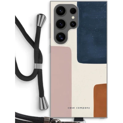 Afbeelding van Case Company® hoesje met Koord geschikt voor Samsung Galaxy S24 Ultra Geo #5 Telefoonhoesje Zwart Bescherming aan alle Kanten en Over de Schermrand