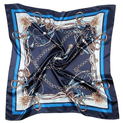 Afbeelding van DRESHOW Grote vierkante sjaals voor dames, satijn, haaraccessoires, zijde, klassieke patronen, strandbandana&#039;s