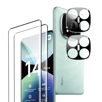 Afbeelding van Rojeuinn verre trempé pour Xiaomi Redmi Note 14 Pro Plus 5G Film de protection, 2 pièces en trempé+2 caméra arrière, anti éclat, dureté 9H