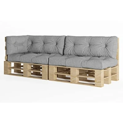 Afbeelding van chilly pilley Palletkussen, Eu schuimvlokken, voor palletmeubels, rugleuning, bankkussen, zijkussen, set van veel kussens (5 stuks, zilverkleurig)