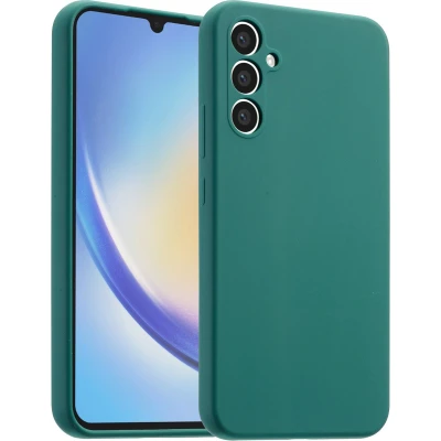 Afbeelding van Accezz Hoesje Geschikt voor Samsung Galaxy A34 (5G) Siliconen Liquid Silicone Backcover Donkergroen