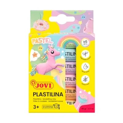Afbeelding van Boetseerklei Jovi Plastalina 15gr pastel ass Kleuren 6 Vlekt niet Droogt uit