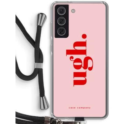 Afbeelding van Case Company® hoesje met Koord geschikt voor Samsung Galaxy S21 FE Ugh Telefoonhoesje Zwart Bescherming aan alle Kanten en Over de Schermrand