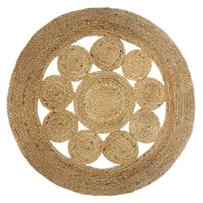 Image de tapis de salon ajouré en jute ø 80 cm beige