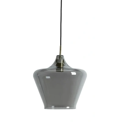 Afbeelding van Solly hanglamp Ø30x30 cm antiek brons/smoke glas