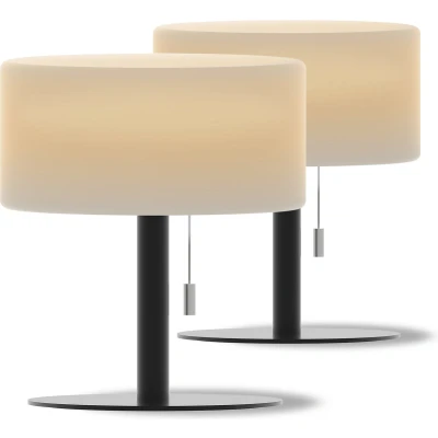 Afbeelding van Calex Oplaadbare Tafellamp Cascia 2 Stuks Draadloos Dimbaar Warm Wit Licht &amp; RGB Waterdicht 24cm Decoratie voor Tuin, Woonkamer, Slaapkamer Sfeerverlichting Zwart