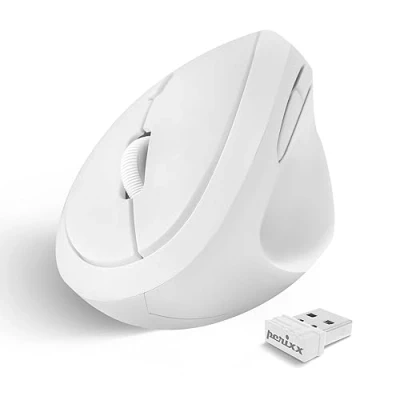 Afbeelding van Perixx PERIMICE 719 Ergonomische muis, verticaal design, extra voor kleine handen en onderweg, perfect universiteit kantoor, wit