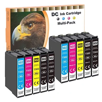Afbeelding van D&amp;C 10 inktpatronen compatibel met Epson 502 XL voor Expression Home XP 5100 Series 5105 5115 WorkForce WF 2800 2860 D DWF 2865 4 x zwart 2 cyaan magenta