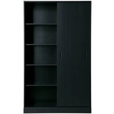 Afbeelding van WOOOD Move schuifdeurkast Grenen Zwart 200x120x42