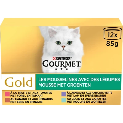 Afbeelding van 2x Gourmet Gold Fijne Mousse met Groenten Kattenvoer 12 x 85g