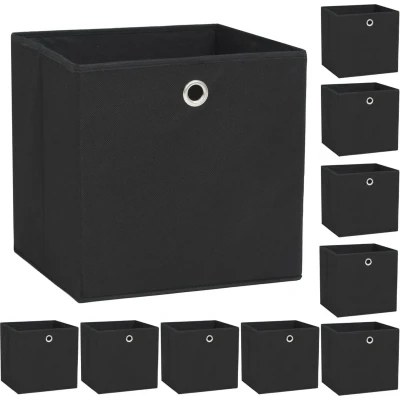 Afbeelding van Opbergboxen 10 st 32x32x32 cm nonwoven stof zwart
