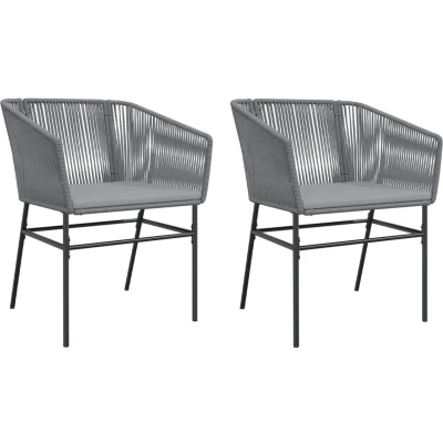 Afbeelding van Tuinstoelen 2 st met kussens poly rattan grijs