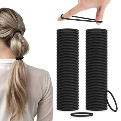 Afbeelding van H&amp;S haarelastiekjes Voor kinderen dames en heren 100 stuks Haarelastieken 4 mm Zacht elastisch Zonder metaal alle haartypes Zwart