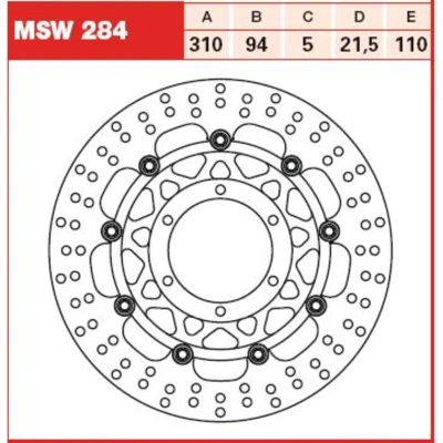 Afbeelding van TRW MSW284 remschijf 310 5 zwevende