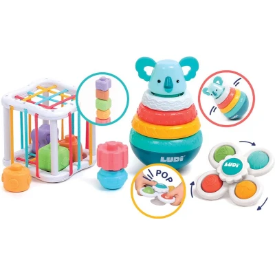 Afbeelding van Ludi Babyfitness Set Stappelaar Vormenstoof Fitget 3 stuks