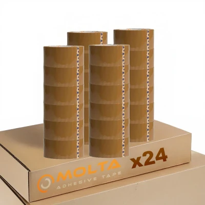 Afbeelding van MOLTA SOLVENTA TRANSPARANT Verpakkingstape 48 mm x 120 m Kartonnen tape voor pakketten en dozen 24 Rollen SYNTHETIC RUBBER