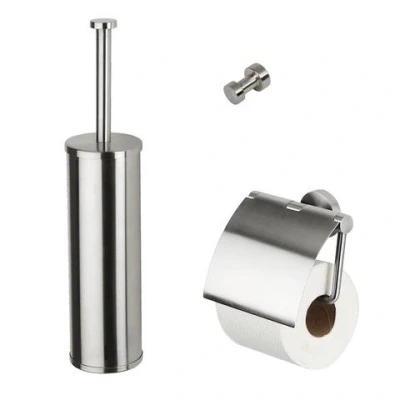 Afbeelding van Geesa nemox stainless collection steel toiletset closetrolhouder, met
