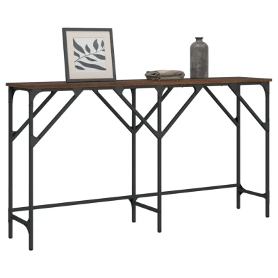 Afbeelding van Wandtafel 140x29x75 cm bewerkt hout bruineikenkleurig
