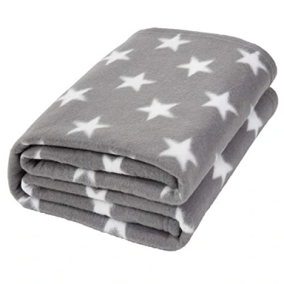 Afbeelding van Dreamscene Flanel fleece sterren gooien over bed warme zachte deken pluche voor baby kinderen bank, 100% polyester microfiber fleece, zilvergrijs, 120 x 150 cm