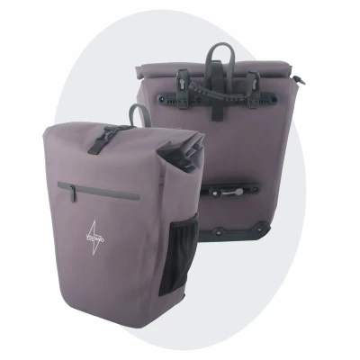 Afbeelding van Voltano Luxe E bike Fietstas 28L Taupe Pakaftas Met Laptop vak 100% Waterdicht