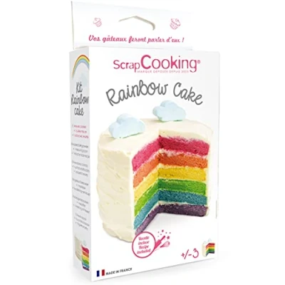 Image de ScrapCooking Kit Rainbow Cake Set Gâteau Arc en Ciel avec Levures Colorantes Rouge, Jaune, Bleu, Vert &amp; Recette Pâtisserie Dessert Décoration Anniversaire Design 3969