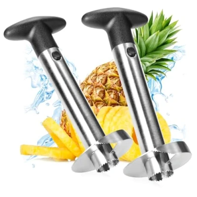Afbeelding van COM FOUR® 2 x ananassnijder 3 in 1 ananasschiller van roestvrij staal, vaatwasmachinebestendig met scherp lemmet (02 stuks ananassnijd)