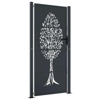 Afbeelding van Poort 105x205 cm met boomontwerp staal antracietkleurig