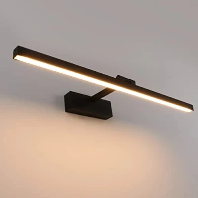Afbeelding van Klighten de LED spiegellamp voor badkamer is 61 cm 180 graden draaibaar IP44 18 W 1170 lumen Aluminium wandlamp Warm wit 3000 K Zwart