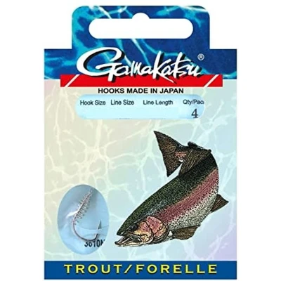 Afbeelding van Gamakatsu Onderlijnen Forel 3610N (Pate) 60cm (4 pcs) Maat : haak 4 0.25mm