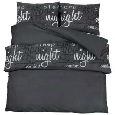 Image de vidaXL Ensemble de housse couette Noir 240x220 cm Coton136112