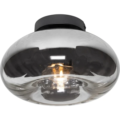 Afbeelding van QAZQA Art Deco plafondlamp zwart met smoke glas Ayesha