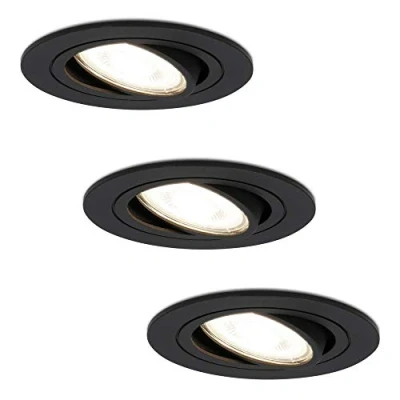 Afbeelding van 3x HOFTRONIC Miro Kantelbare Inbouwspot LED Rond zaagmaat 75mm Zwart Dimbaar 5 Watt 350 lumen 230V 4000K Neutraal wit Verwisselbare GU10 Plafondspots voor binnen 2 jaar garantie