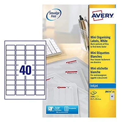 Afbeelding van Etiket Avery J8654 25 45.7x25.4mm wit 1000stuks