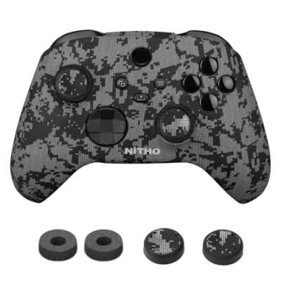 Afbeelding van NiTHO Gaming set compatibel met Xbox Series X/S controllers, 1 beschermhoes van siliconen tegen zweet ter voorkoming krassen, 2 spelbesturingsknoppen, analoog mini manchetset (camo)