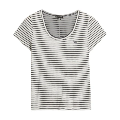 Afbeelding van Superdry Scoop Neck Tee Dames Blauw/Wit gestreept XS