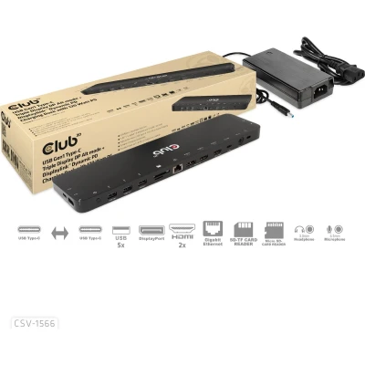Afbeelding van club3D 4K ChargingDock USB C dockingstation Geschikt voor merk: Club 3D Geïntegreerde kaartlezer, Power Delivery