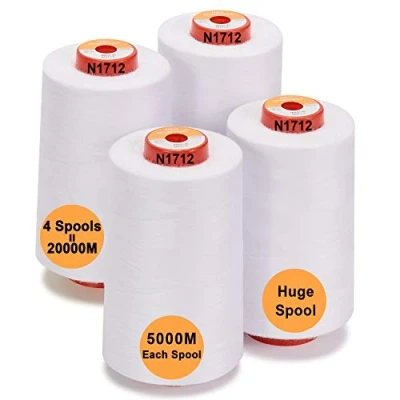 Afbeelding van New brothread 28 opties 4 grote kegel van 5000 m voor alle doeleinden polyester 40S/2 (Tex27) naaien, quilten, patchwork, overlock Wit