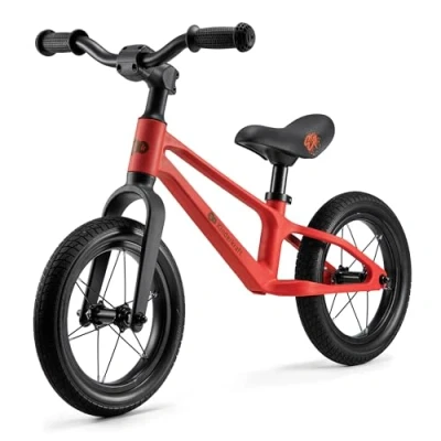 Afbeelding van Kinderkraft ETER Loopfiets Superlicht en duurzaam Verstelbaar zadel 37 45 cm PU wielen 12 inch Antislip handgrepen Voor kinderen vanaf 2 jaar Tot 35 kg Groeit mee met je kind Comfortabele eco leren zitting Rood