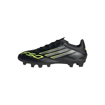 Image de adidas Mixte F50 CLUB Firm Ground/Multi Ground Football Boots, Core Black/Iron Metallic/Lucid Lemon, 40 EU