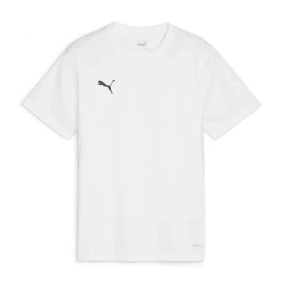 Afbeelding van PUMA teamGOAL Jersey Jr Jongens sportshirt White Black Feather Gray Maat 152