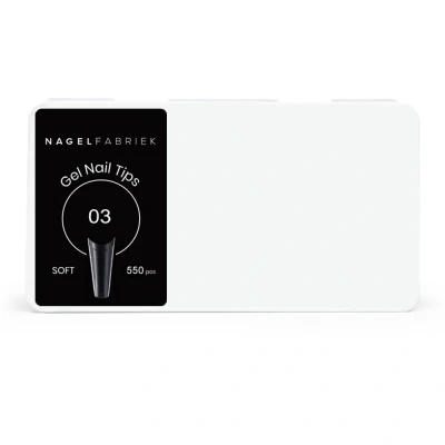 Afbeelding van Nagelfabriek Soft Gel Tips French Coverage Coffin 550 Stuks