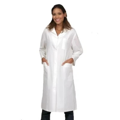 Afbeelding van KODAMA Premium laboratoriumjas voor dames, 100% katoen, speciale pasvorm ongeëvenaard comfort en stijl, Wit.