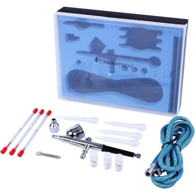 Afbeelding van Timbertech ABPST01 Airbrush set met adapter, slang, sproeiers en naalden